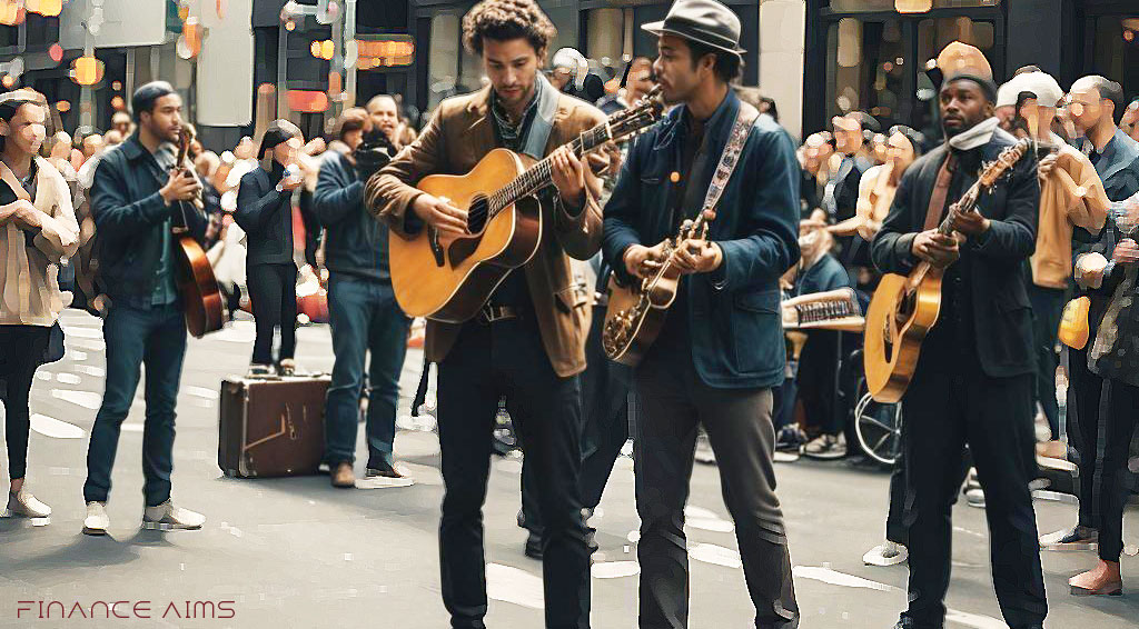 two young musicians busking in NewYork-Streets